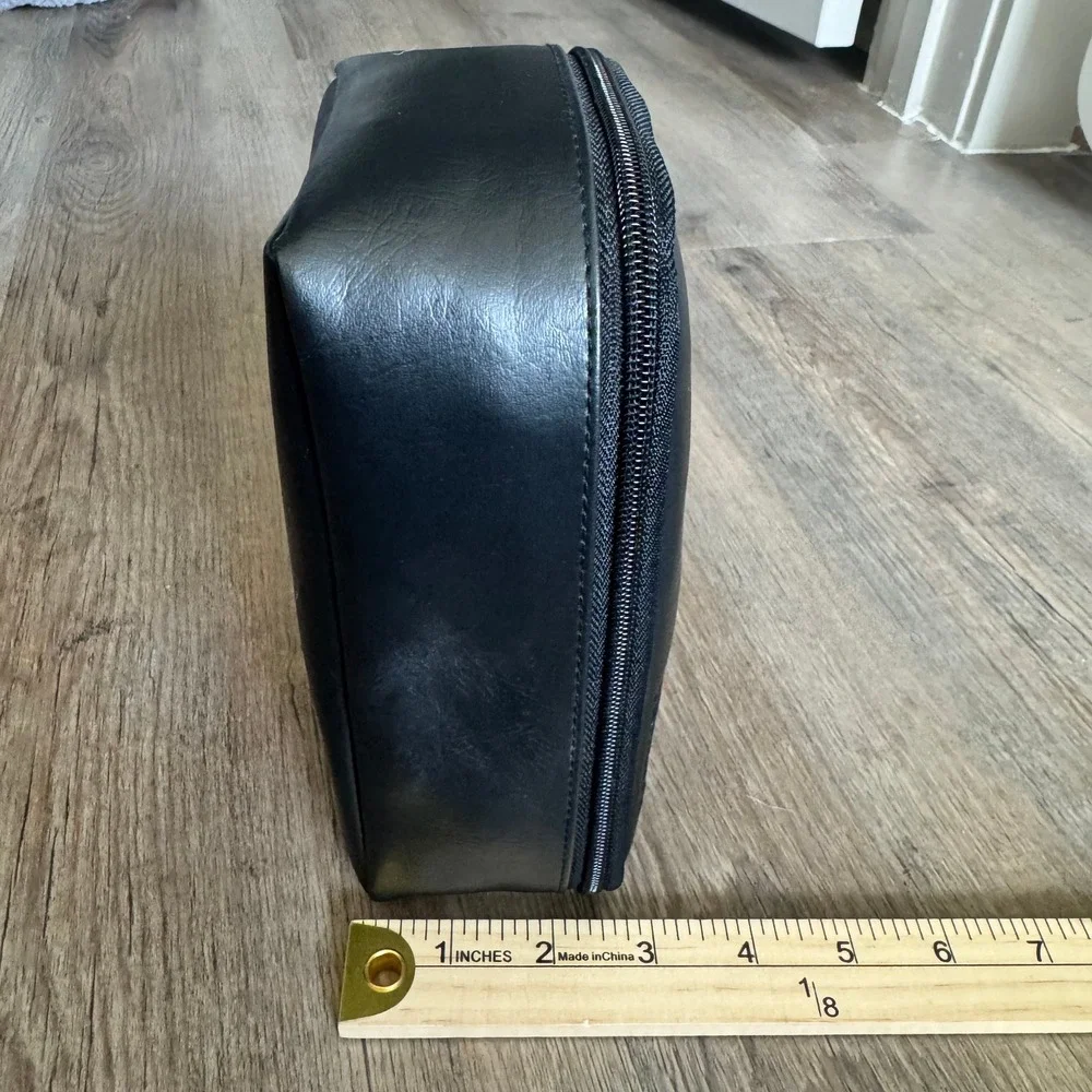 BMW Black Faux Leather First Aid Kit Pouch Zippered Automotive Organizer Bag